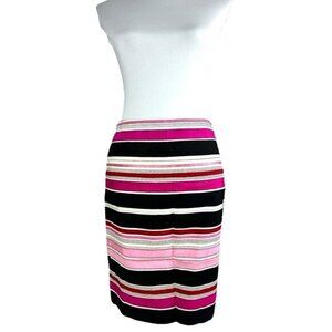 Talbots Petites Pink Black Striped Cotton Blend Pencil Skirt 4P New 36791234